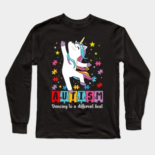 Autism awareness Dabbing Unicorn Puzzle Long Sleeve T-Shirt